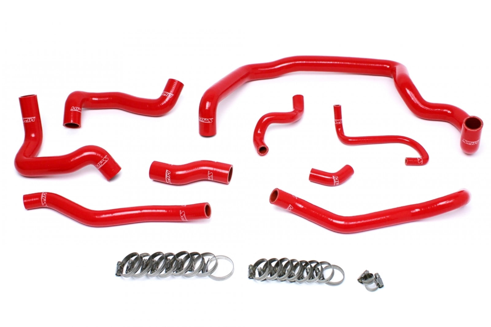 HPS Red Reinforced Silicone Radiator and Heater Hose Kit Coolant for