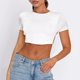 thumbnail image 4 of Chaqueta Camiseta de manga corta sexy sin espalda de color sólido Cgtredaw para Mujer Blanco T XXL, 4 of 7