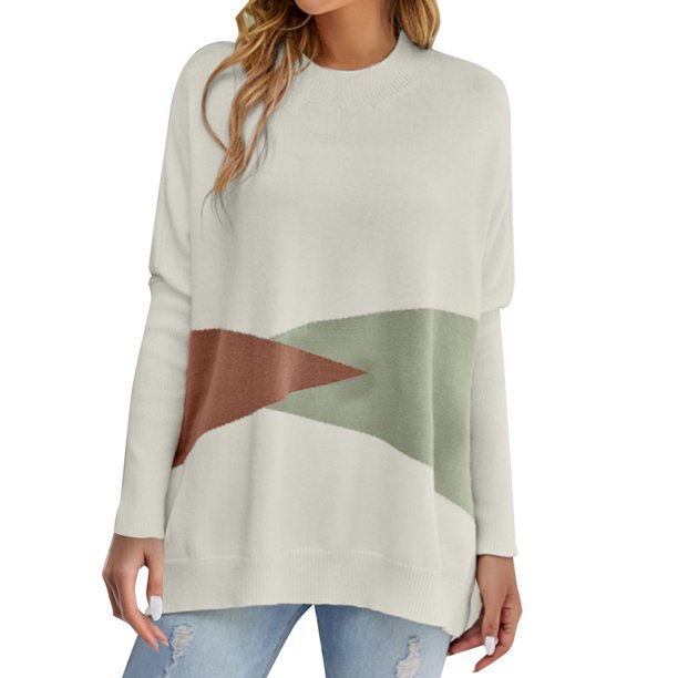 Gibobby Suéteres para mujer, Suéter Ligero de Cuello Redondo Suéter para Mujer, para otoño e invierno(Blanco,G)