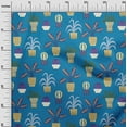 thumbnail image 3 of oneOone Cotton Silk Blue Fabric Flower Pots Motif Dress Material Fabric Print Fabric By The Yard 42 Inch Wide, 3 of 4
