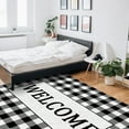 thumbnail image 5 of Area Rugs Indoor Non-Slip Rectangle Rug 4x6 Ft Welcome Black White Buffalo Check Plaid Rug Rubber Backing Floor Mats Non Shedding Home Decor Carpet for Entryway Living Room, 5 of 8