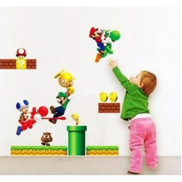 Super Mario Bros Yoshi Kids Removable Wall Decals Sticker Home