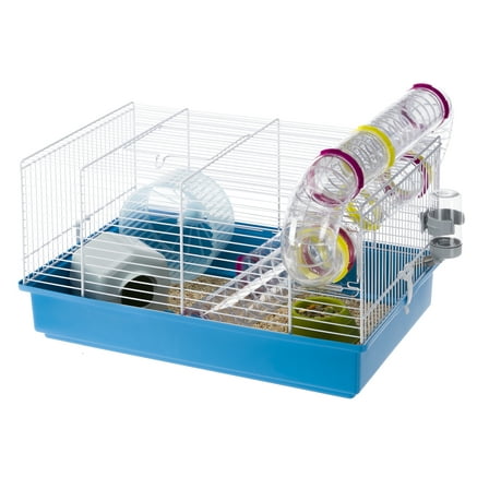 Ferplast "Paula" Starter Hamster Cage | Includes ALL Accessories | 18.10L x 11.61W x 9.6H Inches, Blue & White