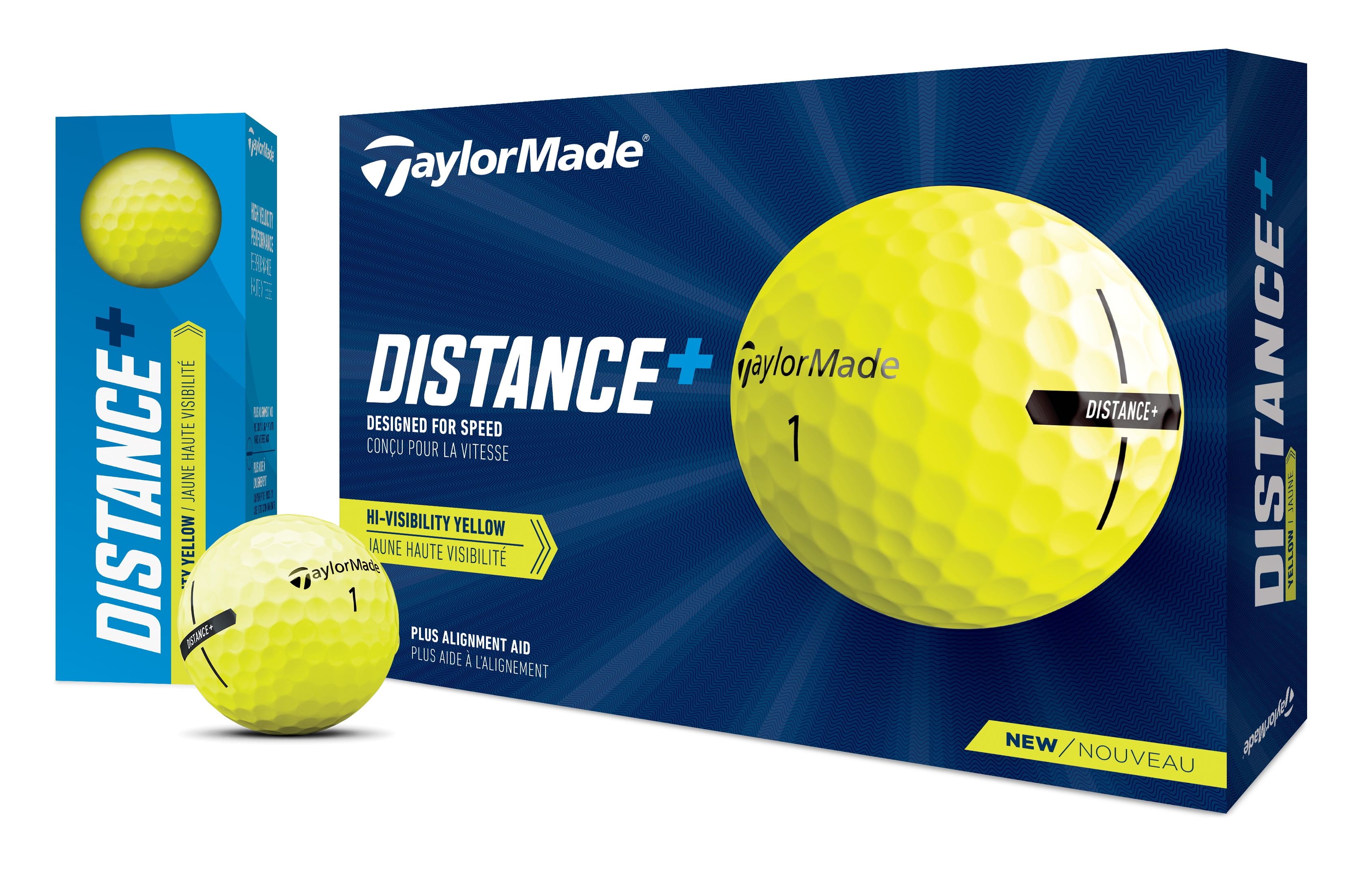 Taylormade 2021 Distance Plus Golf Balls, Yellow, 12 Pack