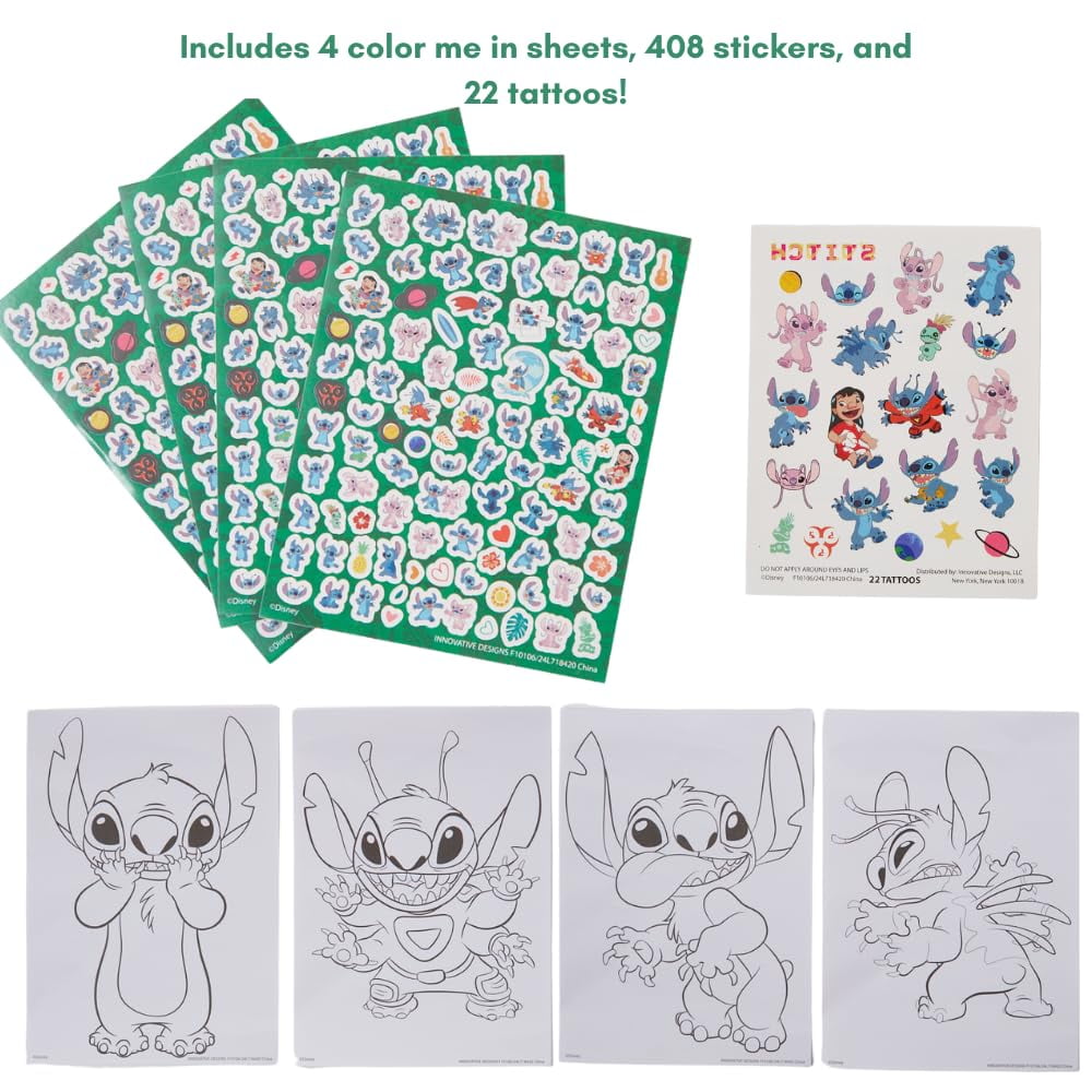Disney Lilo and Stitch Deluxe Activity Set with Carrying Tin, Coloring Sheets, Tattoos, Stickers, & Art Supplies