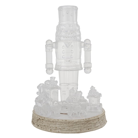 Light-Up and Musical Animated Acrylic Nutcracker with Train Christmas Decoration, Clear, 13", by Holiday Time