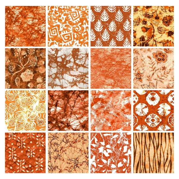 Soimoi 16 Pc Fat Quarter Bundle,BatikPrint 18"x 22"DIY Patchwork-100% CottonPre-Cut Quilting Fabric Orange
