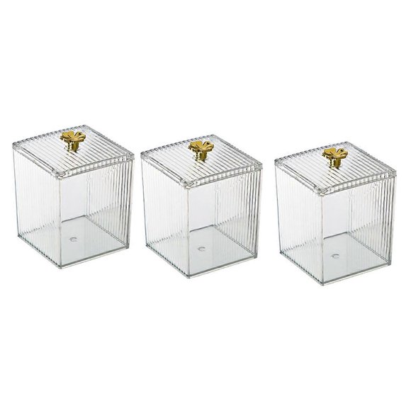 QTip Holder Dispenser for Cotton Ball, Cotton Swab, Box Set with lid