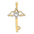 thumbnail image 1 of Quality Gold M2933 Pendentif Clé Ailes Cœur et Ange Découpé Diamant Jaune & Rhodium, 1 of 1