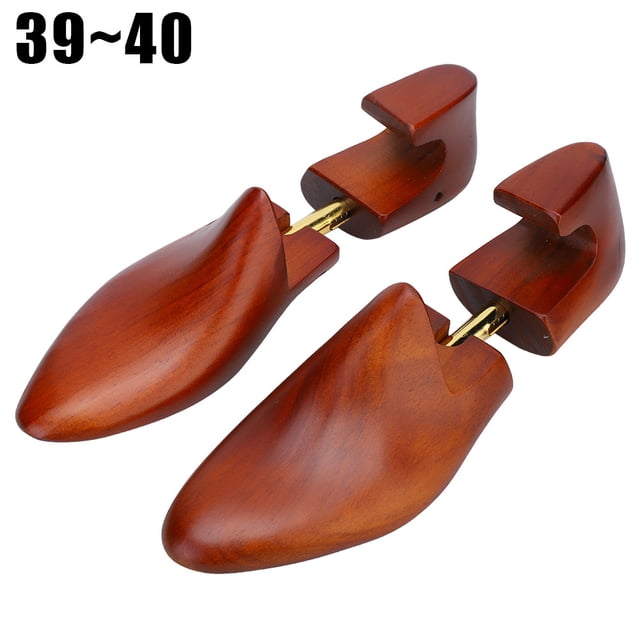Hormas de madera para zapatos: plantillas de pino ajustables para evitar deformaciones y arrugas, talla 39-40, marrón oscuro