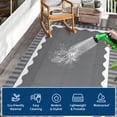 thumbnail image 4 of HIWEAVER 9' x 18' Gray/White Outdoor Rug PP Plastic Straw Woven Waterproof Patio Rug with Border Portable Outside Carpet for Balcony Deck Picnic Garden Decor, 4 of 6