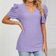 thumbnail image 3 of Gibobby Camisetas Mujer Manga Corta Camiseta suelta informal con cuello en V para mujer, blusa manga corta con estampado(Morado,XL), 3 of 5