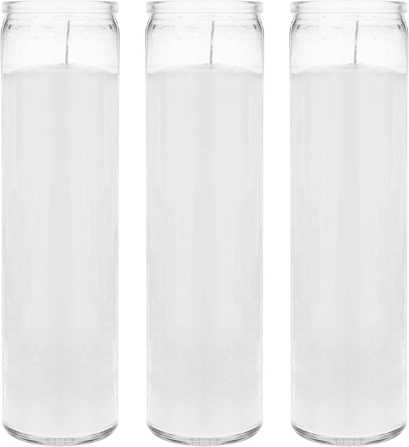 Classic White Candles in Glass, Set of 6, 8” Tall Great for Home