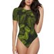 thumbnail image 1 of Balery Tropical Palm Leaves Fern Leaf Body de cuello redondo de manga corta para mujer Tops de manga corta Tops básicos-X-Large, 1 of 7