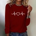thumbnail image 2 of Ltctricy Valentine's Day Shirts for Women 2025 Trendy Crew Neck Long Sleeve Heart Graphic Tees Casual Tunic Tops, 2 of 4
