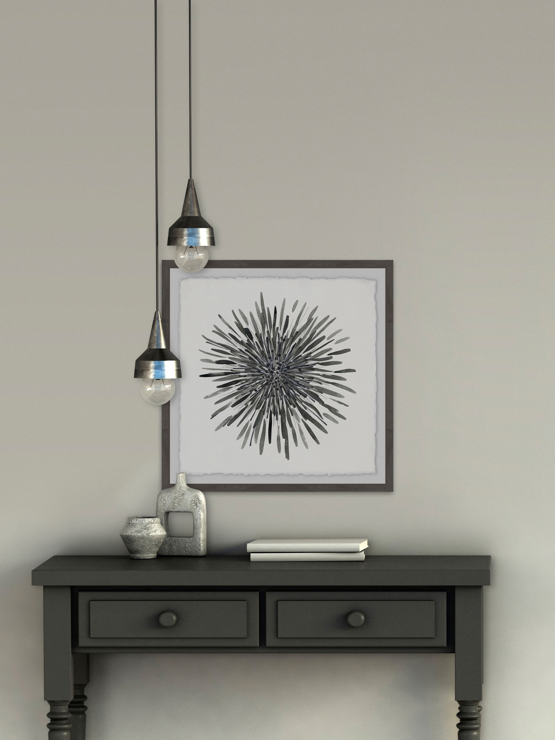 Marmont Hill Burst of Grey Framed Wall Art, 18" x 18"