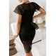 thumbnail image 1 of ABPHQTO Vestido Midi De Mujer Negro Con Cremallera De Ganchillo De Encaje De Color Sólido, 1 of 5