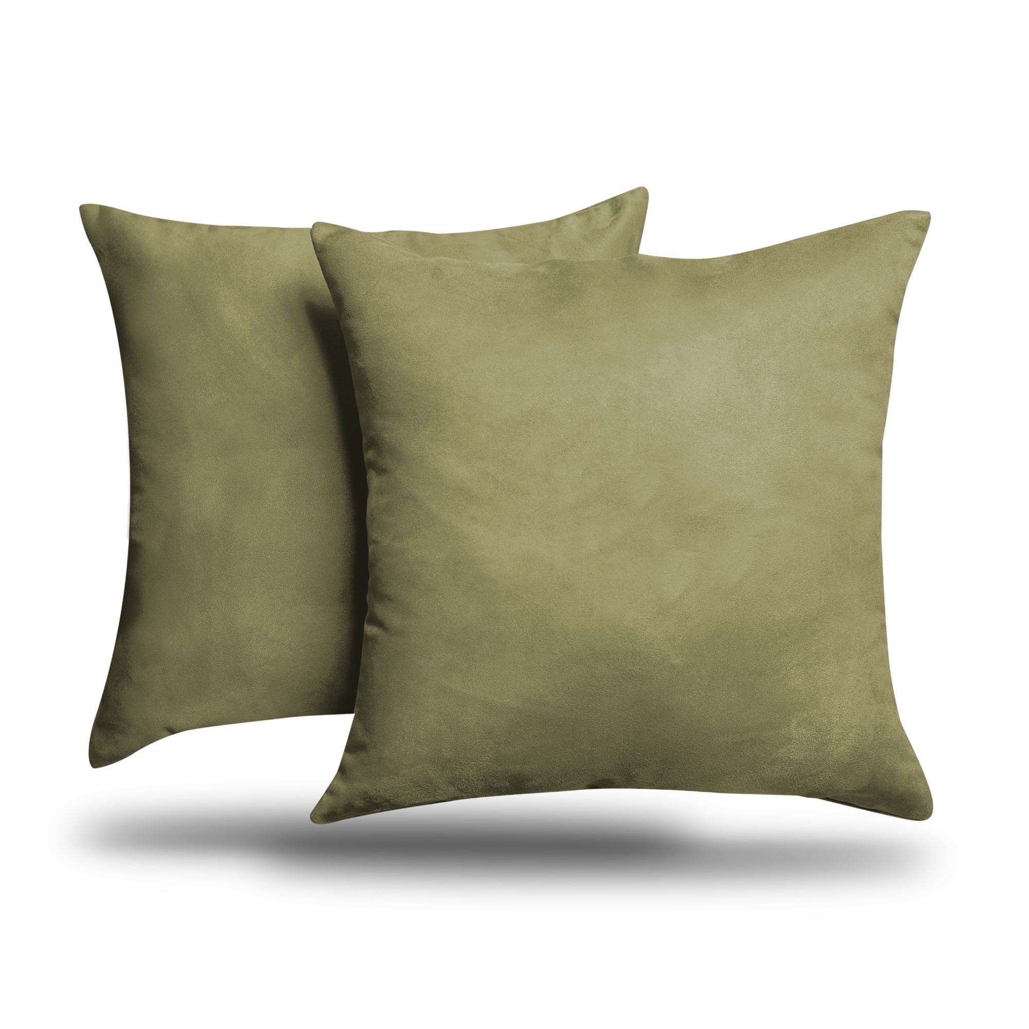 Pack of 2 Solid Faux Suede Soft Decorative Square Throw Pillow Covers for Sofa Living Room and