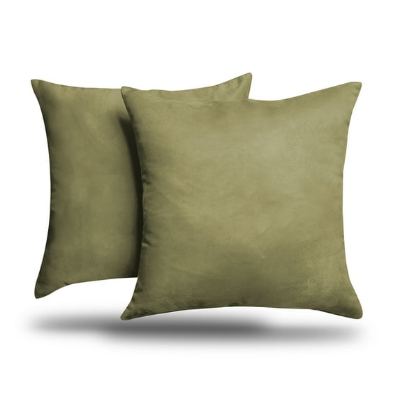 Pack of 2 Solid Faux Suede Soft Decorative Square Throw Pillow Covers for Sofa Living Room and Bedroom (24 x 24, Sage)