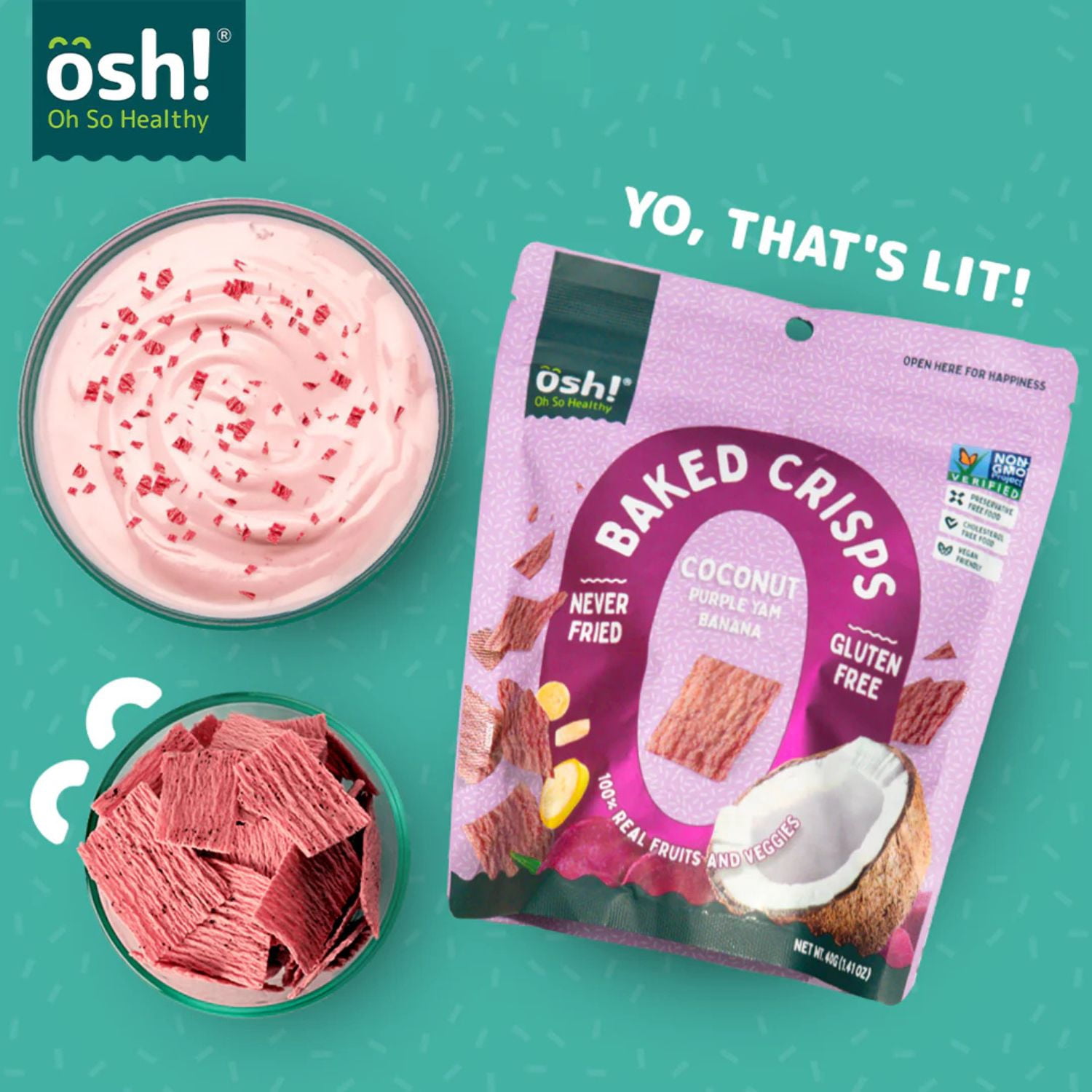 Oh So Healthy Baked Fruit Crisps Chips Coconut Purple Yam Banana (24x1.41 oz)