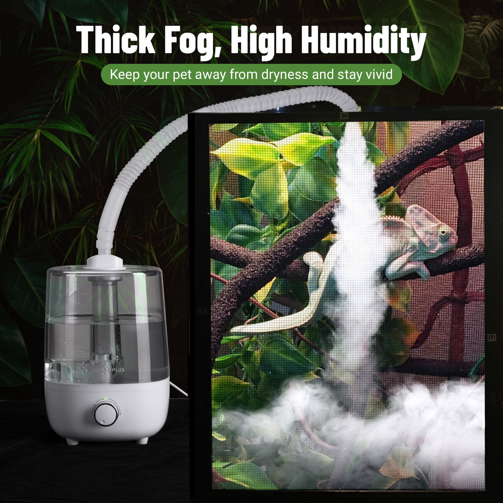 INKBIRDPLUS Reptile Humidifier, Terrarium Fogger With 4L Large Tank, Extendable Tube, Ultra Quiet Mister With Dry-Run Protection, Ideal For Reptiles, Amphibians, Wet Plants