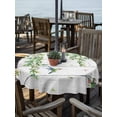 thumbnail image 2 of Outdoor Tablecloth with Umbrella Hole for Patio/Picnic/Party/Camping, Spring Botanical Waterproof Table Cloth Round Cover Washable, Watercolor Leaves Flowers Birds Gray Wood (Dia 60"), 2 of 8