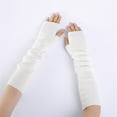 thumbnail image 6 of PMVFHDE Women's Long Fingerless Gloves Winter Warm Solid Color Gloves, Soft Knitted Arm Warmers Sleeves White，One Size, 6 of 6