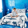 thumbnail image 4 of meiyoeat Cute Ocean Shark 7-Piece Twin Bedding For Boys,Marine Animal Bedding Comforter Set For Kids,Reversible, 4 of 7