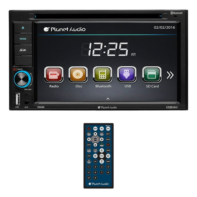 Planet Audio P9628B Double DIN Bluetooth DVD 6.2 Inch Touchscreen Car Stereo