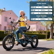 MOONCOOL All-Terrain Folding Electric Tricycle for Adults, 1100w Motor 48V 14.5Ah Battery,7-Speed 20 x 4.0 Fat Tire 3 Wheel Electric Bike , 25-60 miles