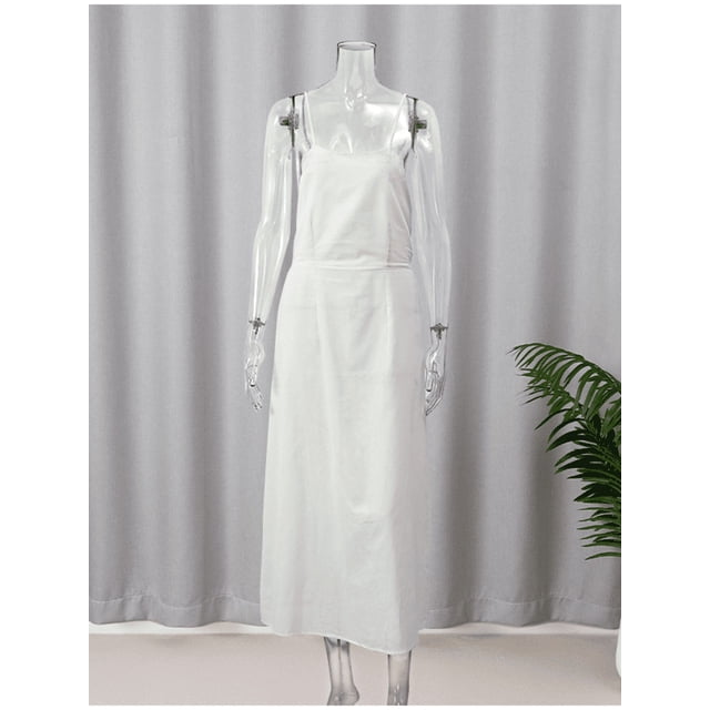 Vestido largo sexi liso con espalda descubierta y cordones para mujer, vestido elegante con cuello redondo sin mangas, batas holgadas, ropa informal para vacaciones en la playa