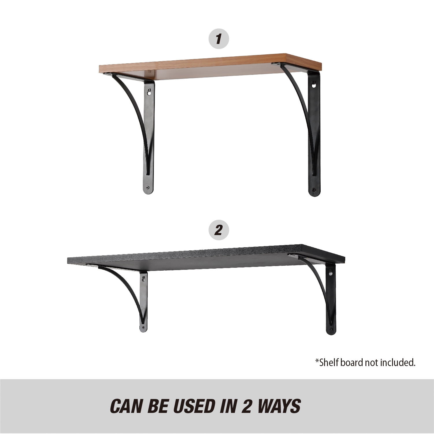 Hyper Tough 9" X 6.5" Curved Shelf Bracket, Black