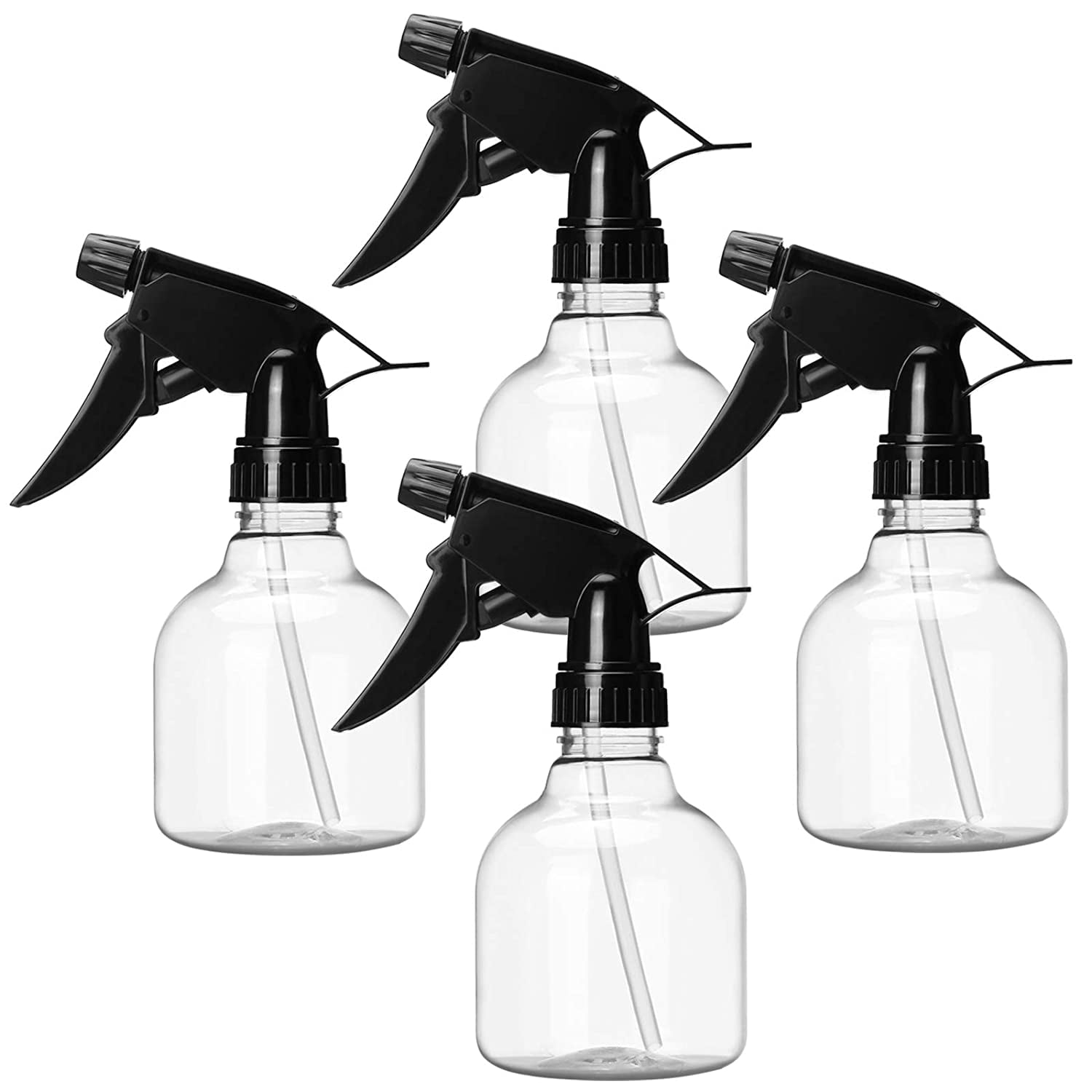 Cooking for Cleaning Solutions Plastic Spray Bottles 4pcs 8oz Empty Clear Spray Bottle with Black Trigger Sprayers Adjustable Nozzle Planting 