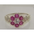 thumbnail image 5 of LBG 10k White Gold Natural Diamond & Ruby Womens Vintage Daisy Ring - Sizes 4 to 12 Available, 5 of 5