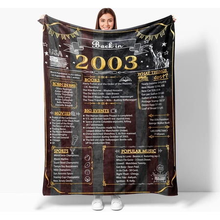 20th Birthday Gifts for Men 2003 Birthday Gifts for Men 20th Birthday Blanket for Men 20th Anniversary Blanket 20th Wedding Back in 2003 Blankets Gold 80×60