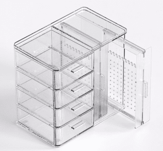 Premium 4-Drawer Jewelry and Earring Organizer Keeps Earrings and Jewelry Organized holds up to 80 Pairs of Earrings