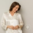 thumbnail image 4 of Fishers Finery Women's 100% Pure Mulberry Silk Long Pajama Set with Gift Box - Button Down Pj Top (Red, L), 4 of 5