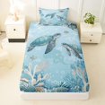 thumbnail image 3 of spefrowx Watercolor Sea Turtle Twin Sheets for Kids Boys Girls, Blue Coral Wildlife Bedding, 3-Piece, 1 Flat Sheet, 1 Fitted Sheet and 1 Pillowcase, 3 of 5