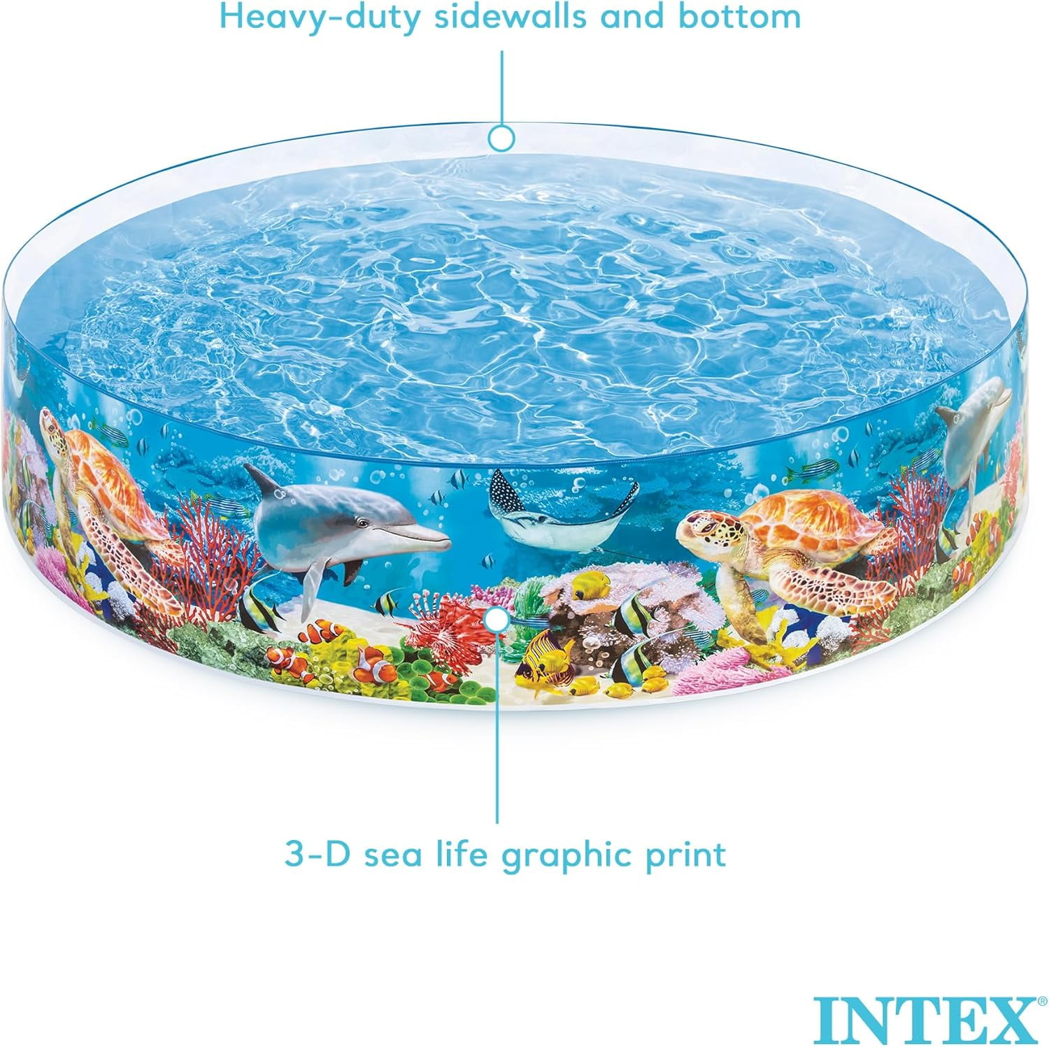 Deep-sea blue 8-foot x 18-inch instant circular plastic ground children's swimming pool
