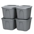 thumbnail image 1 of Homz 10 Gallon Heavy Duty Plastic Storage Container, Titanium Silver (4 Pack), 1 of 7