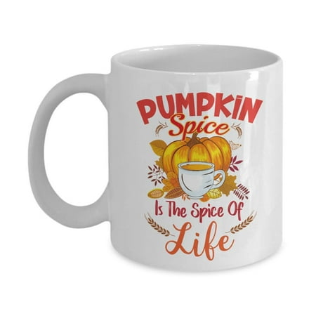 Ceramic Espresso Cups Pumpkin Spice Is The Spice Of Life! Fun White Ceramic Coffee & Tea Gift Mug Cup And Unique Birthday Gifts For A Latte, Espresso Or Cappuccino Lover On Halloween & Fall Season ()
