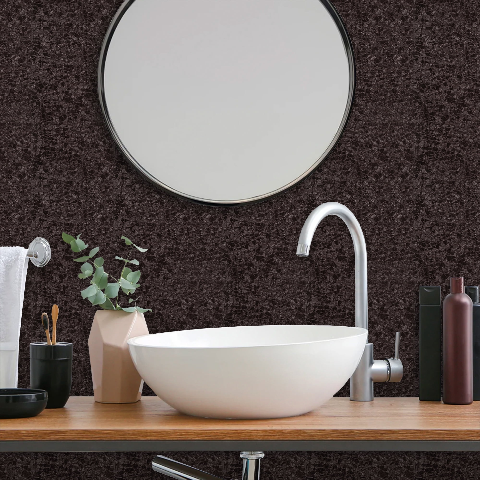(4 pack) UMIGGEE Brown Wallpaper Peel and Stick Wallpaper Embossed Self Adhesive Textured Pattern Wallpaper Kitchen Counter Top Contact Paper 118-in x 15.7-in