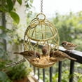 thumbnail image 4 of Outdoor Birdcage Bird Feeder, Rust Proof Metal Hanging Feeder for Garden, Decorative Cage with Secure Door for Courtyards, 4 of 6