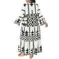 thumbnail image 4 of DARING DIVA Plus Size Womens Button Long Flared Bell Sleeve Dress 3X Black, 4 of 6