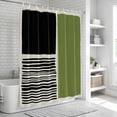 thumbnail image 6 of Sage Green Black Shower Curtain, Waterproof Shower Curtains for Bathroom, Farmhouse Striped Modern Abstract Art Washable Fabric Bathtub Curtain Set Bath Decor with 12 Hooks Stall 36"x72", 6 of 8