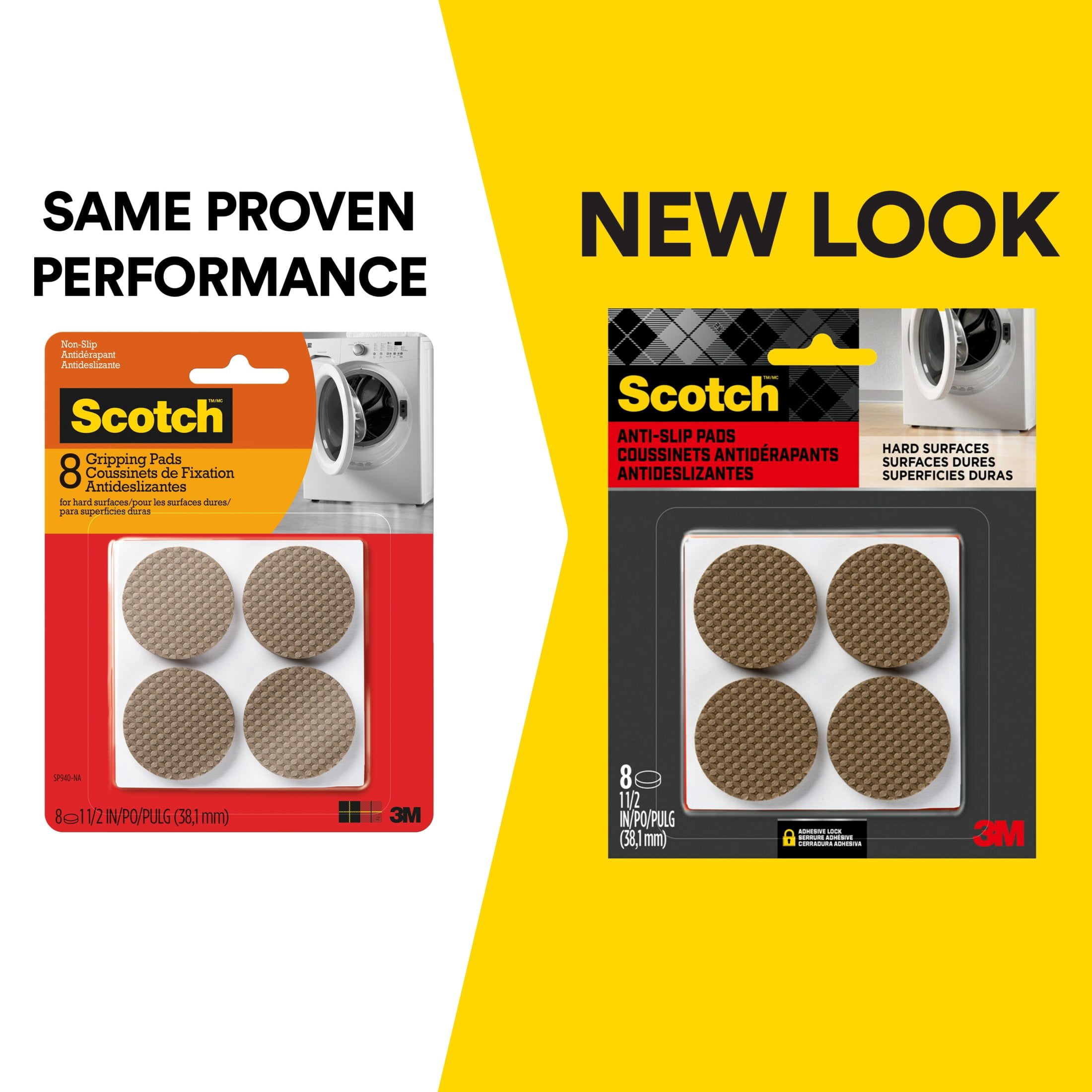(6 pack) Scotch Furniture Pads, No Slip Floor Protection, Brown, 1.5 in., 8 Circle Grippers