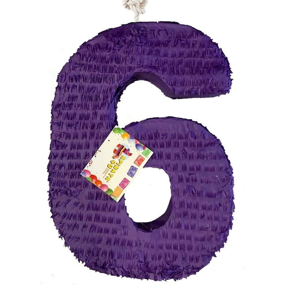 APINATA4U 20'' Tall Number Six Piñata Purple Color for Sixth Birthday 6th Decoration