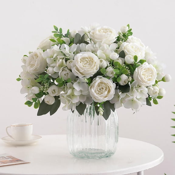 WMTOKK Artificial Ranunculus Leaf Bouquet Realistic Fake Flower Arrangement for Wedding Handheld Bouquet Wall Decor Home Floral Design (A)