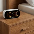 thumbnail image 2 of REGALWOVEN Dimmable LED Alarm Clock - 5-Level Brightness, Dual Alarms, Snooze Function, Fits Bedside Table White Housing and Yellow Light 5.1"L x 1.4"W x 2.4"H, 2 of 7