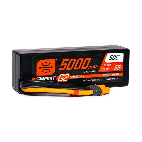 Spektrum RC 11.1V 5000mAh 3S 50C Smart G2 Hardcase LiPo Battery: IC3